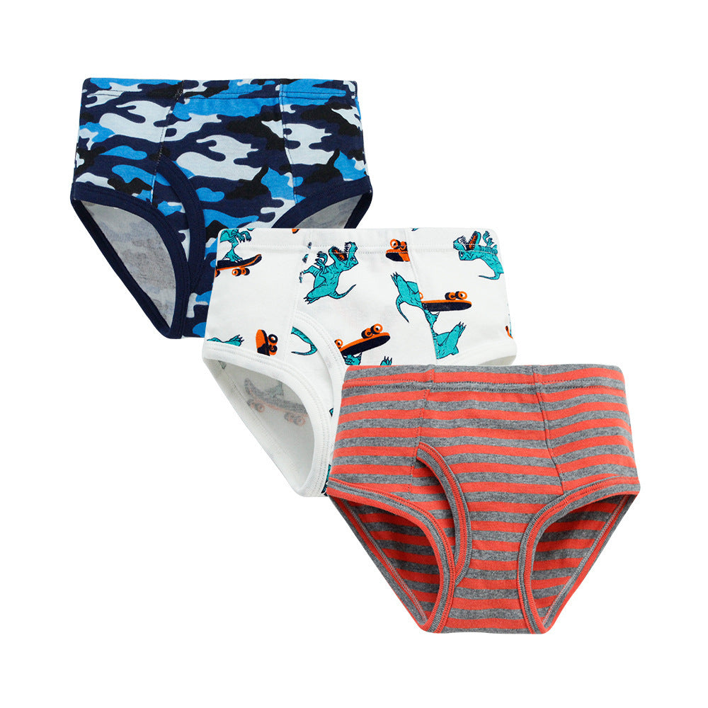 Boys' Underwear Threaded Cotton Dinosaur Cartoon Shorts For Small And Medium-sized Children's Briefs