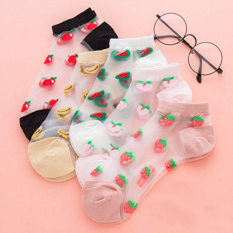 Crystal Clear Glass Silk Fruit Socks