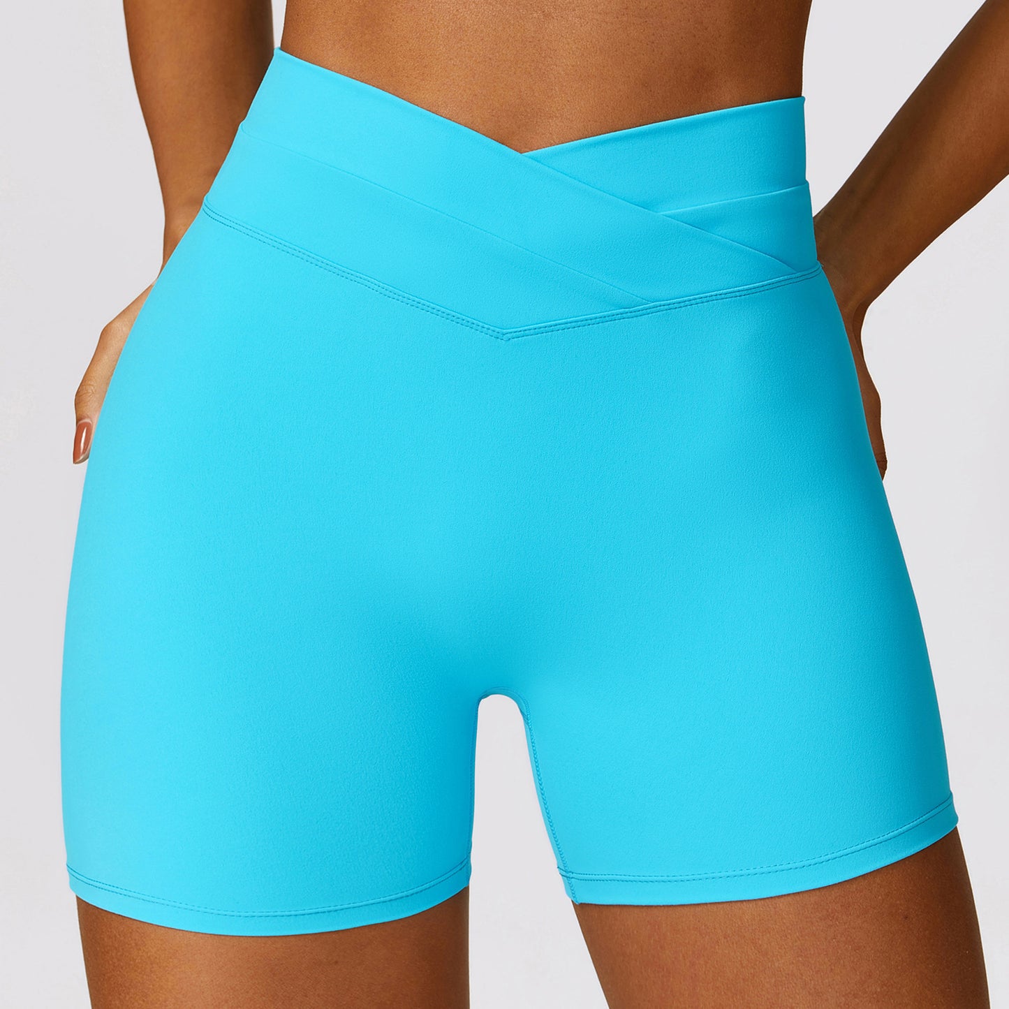 Skinny Hip Raise Yoga Shorts Brushed Cross High-waisted