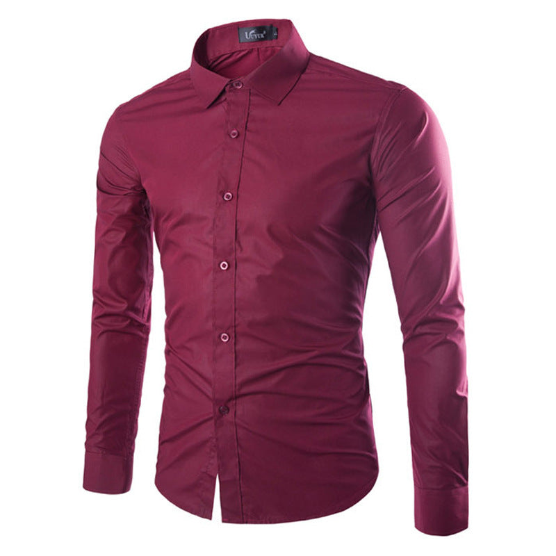 Candy Color Slim Fit Solid Color Casual Long Sleeves Shirt