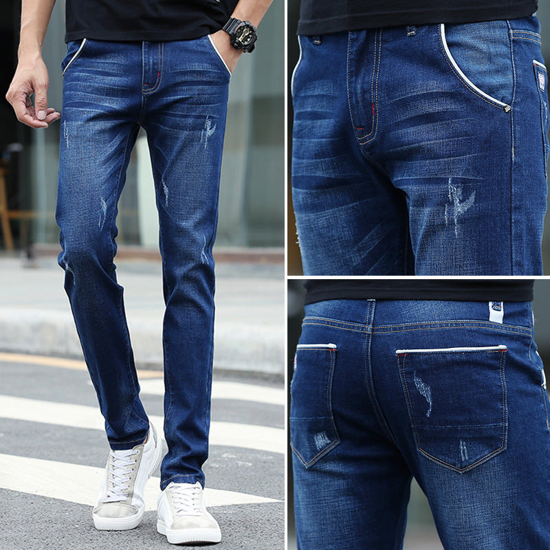 Spring Jeans Male Slim-fitting Ankle-tied