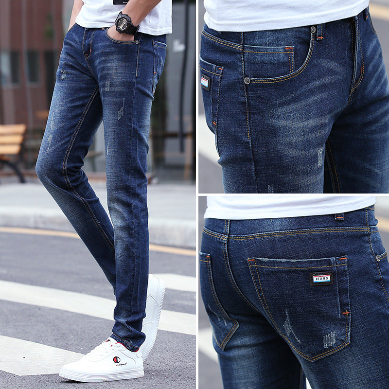 Spring Jeans Male Slim-fitting Ankle-tied