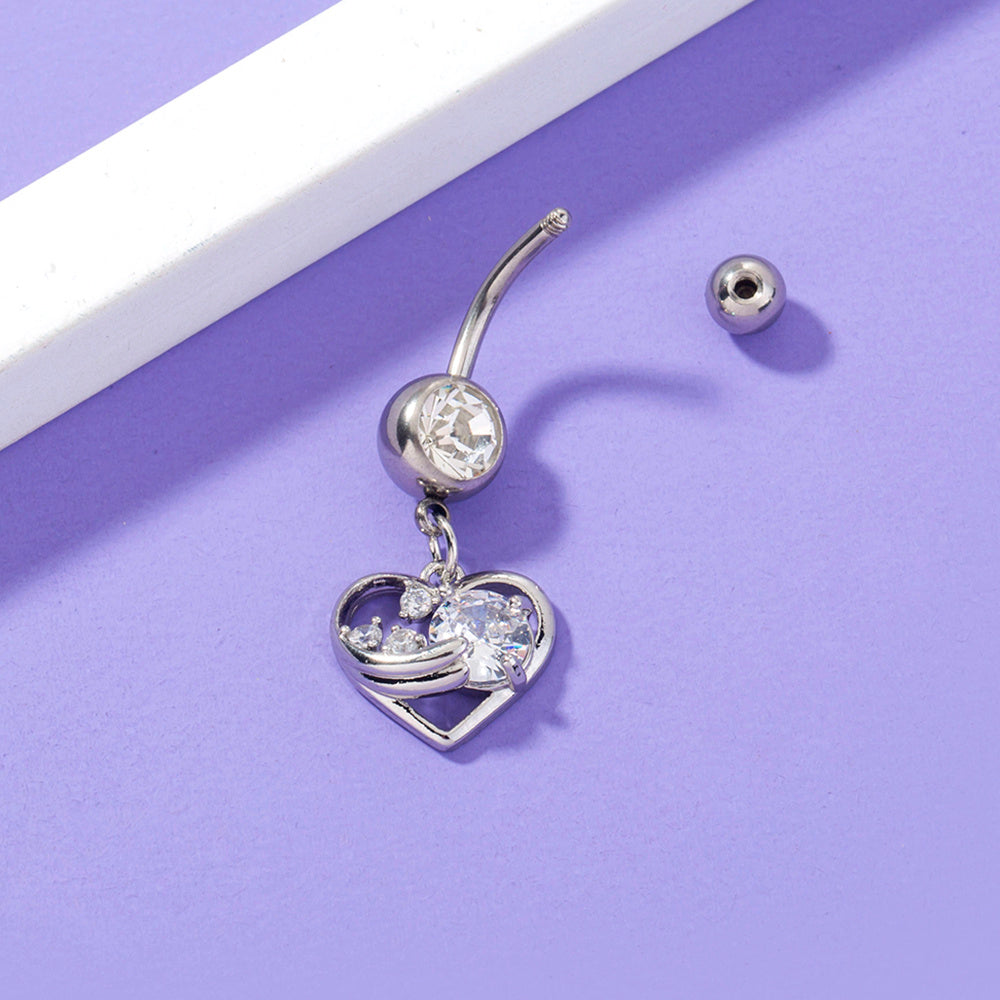 Stainless Steel Heart Navel Nail Body Piercing