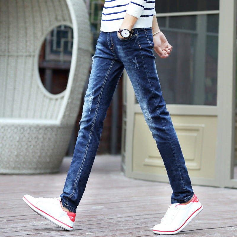 Spring Jeans Male Slim-fitting Ankle-tied