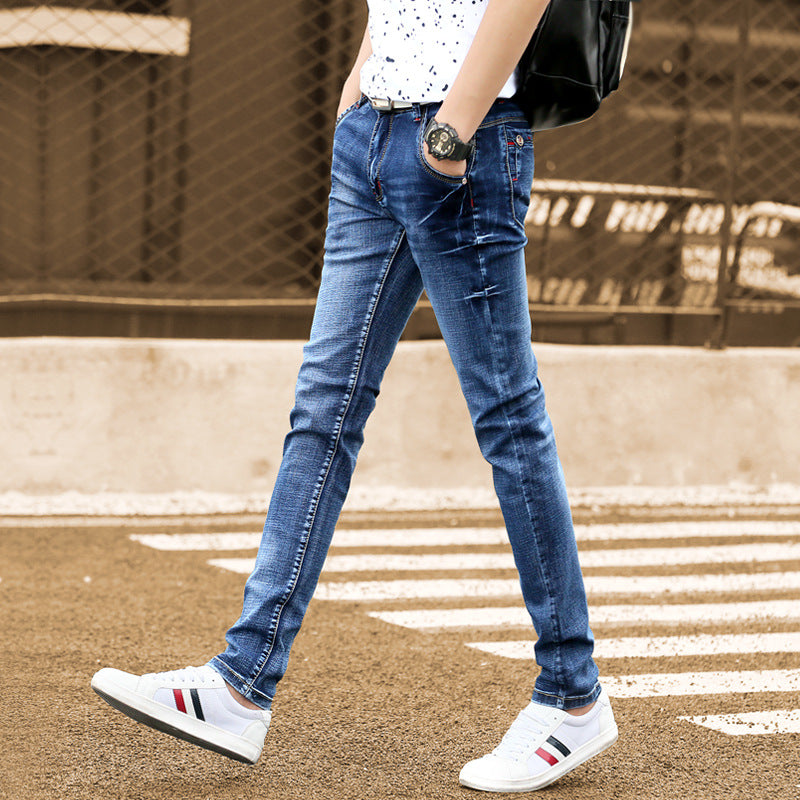 Spring Jeans Male Slim-fitting Ankle-tied