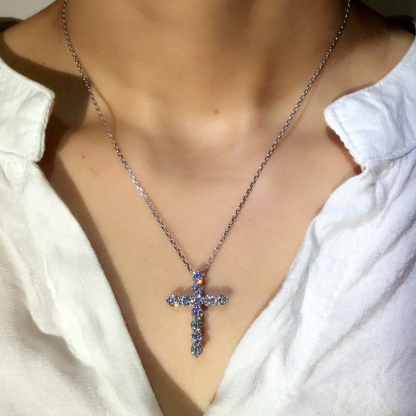 Fashion Jewelry Cross Necklace Zircon Finely Inlaid Pendant