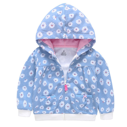 Girls Candy Color Hooded Zipper Coat Tops