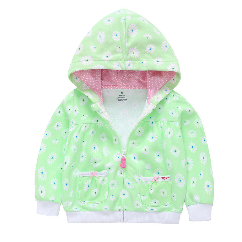 Girls Candy Color Hooded Zipper Coat Tops