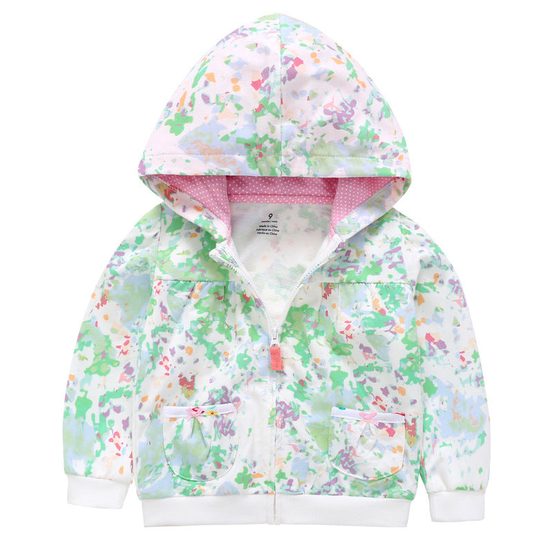 Girls Candy Color Hooded Zipper Coat Tops