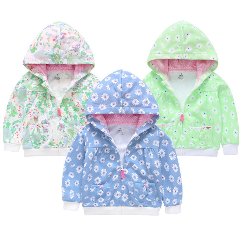 Girls Candy Color Hooded Zipper Coat Tops