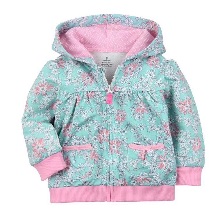 Girls Candy Color Hooded Zipper Coat Tops