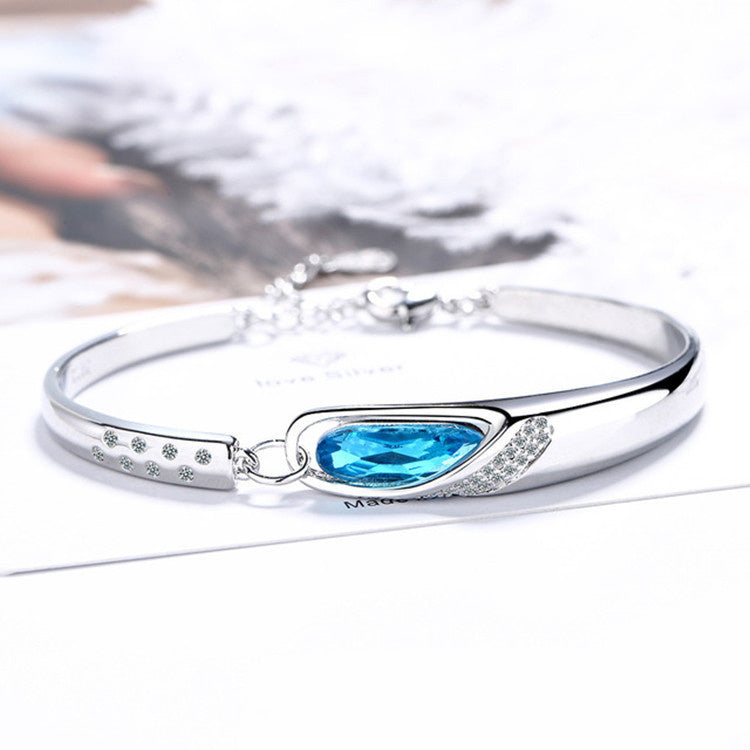 new womans fashion jewelry high quality blue crystal zircon retro simple