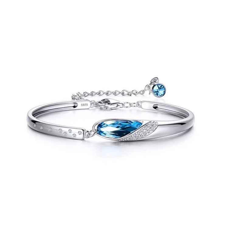 new womans fashion jewelry high quality blue crystal zircon retro simple