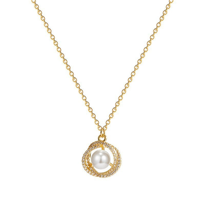 Design Sense Pearl Bird's Nest Short Necklace For Woman