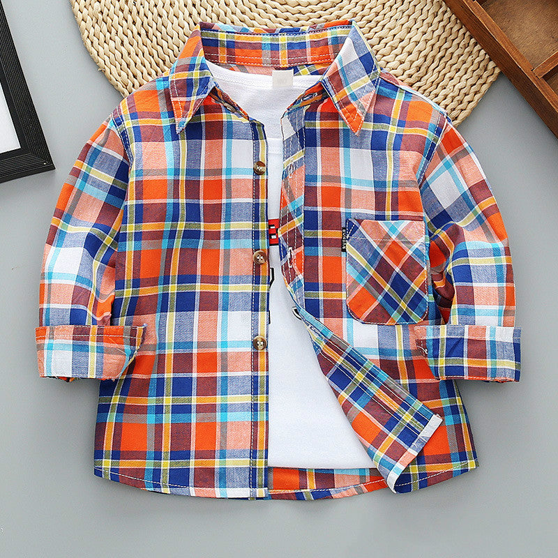 Boys Long Sleeve Plaid Shirt Jacket Spring