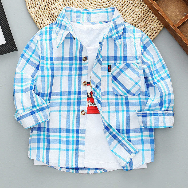 Boys Long Sleeve Plaid Shirt Jacket Spring