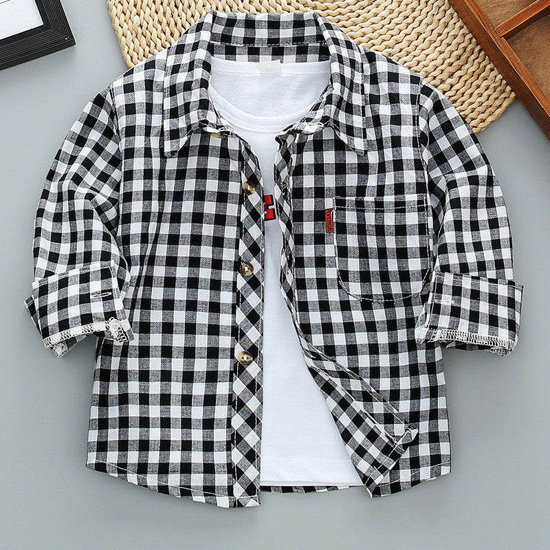 Boys Long Sleeve Plaid Shirt Jacket Spring