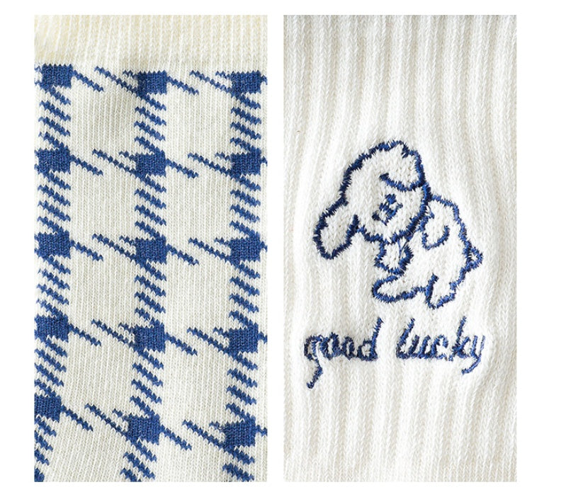 Girls Socks Blue Dog Short Socks High