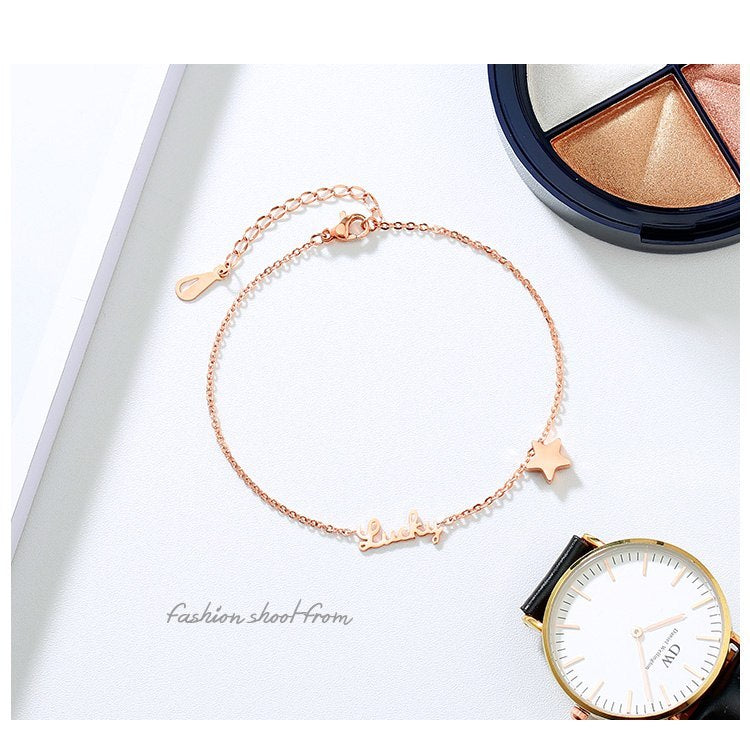 Rose Gold Color Anklet Lucky Star Chain for Woman Jewelry