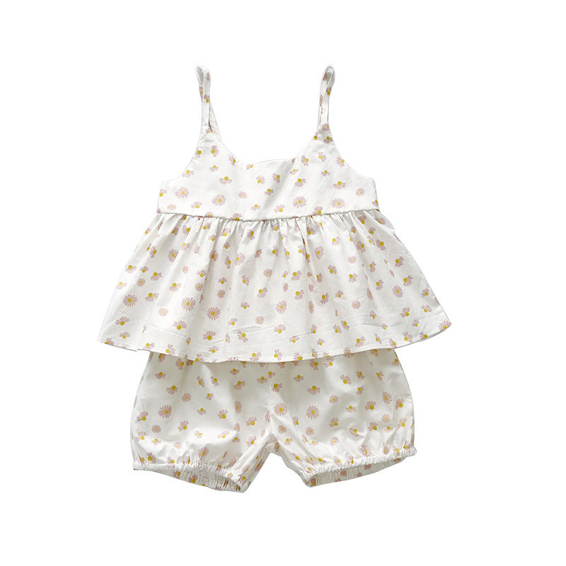 Summer Children's Wear Girls' Skirt Set Small Sleeveless