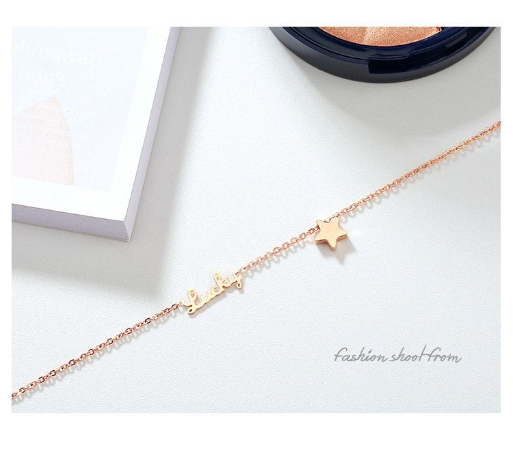 Rose Gold Color Anklet Lucky Star Chain for Woman Jewelry