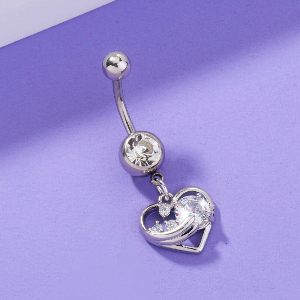 Stainless Steel Heart Navel Nail Body Piercing