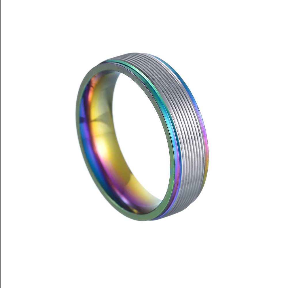 6mm Multicolor Threaded Titanium Steel Ring For Men