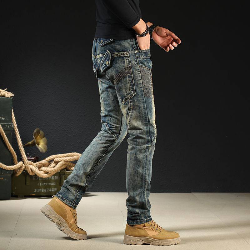 Men's Fashion Japanese Style Retro Nostalgic Motorcycle Jeans