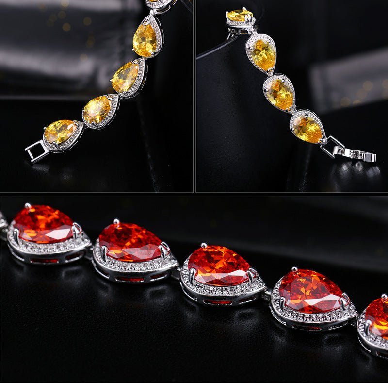 Girls' Jewelry Fashion Drop Shaped Platinum Plated Zircon Bracelet