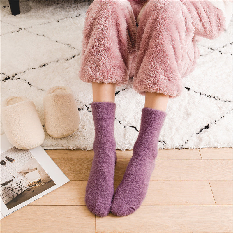 Mid-calf Warm Mink Fur Women's Socks