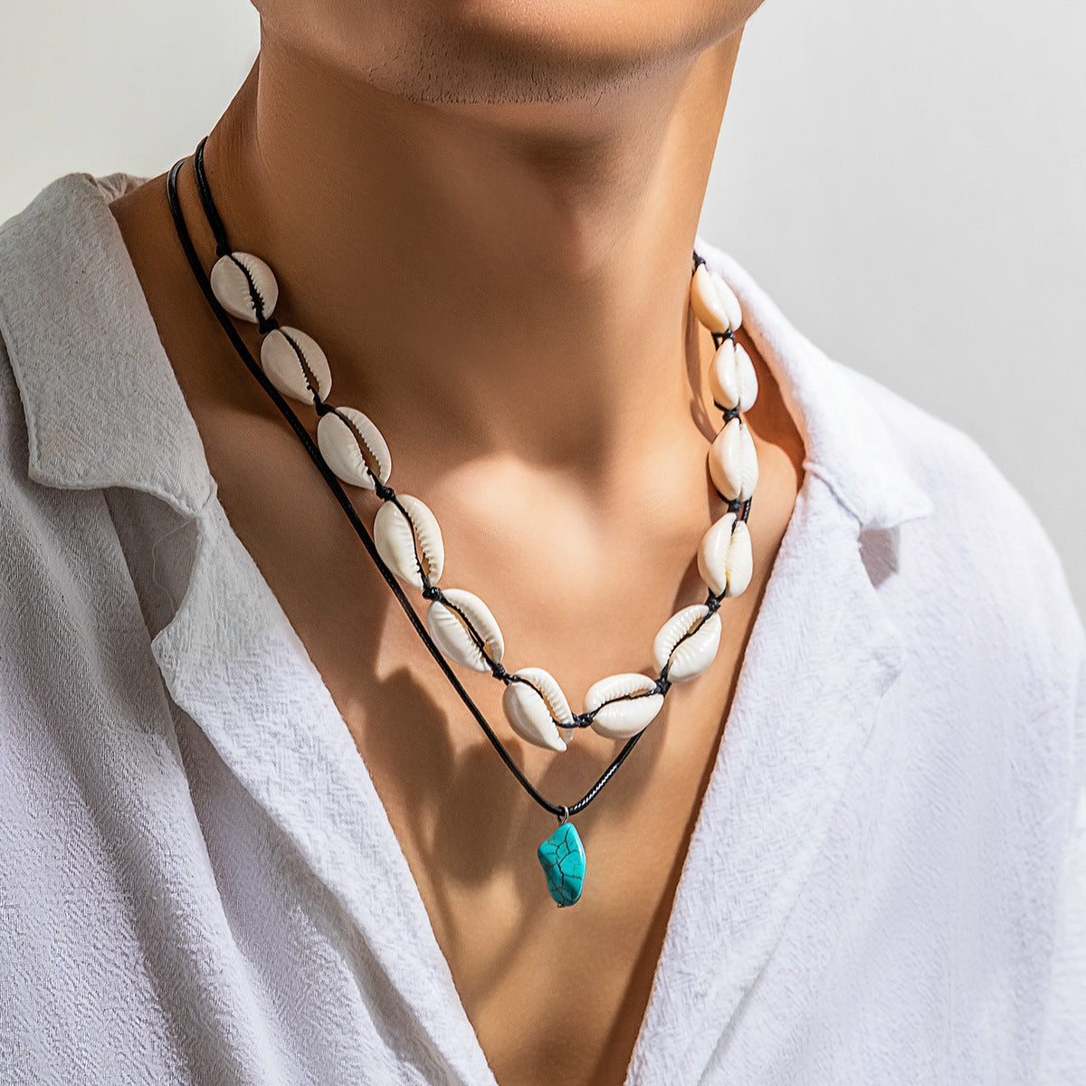 Shell Irregular Turquoise Necklace For Men