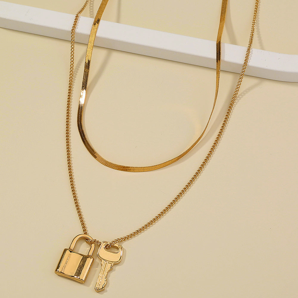 Multi-layer personalized Valentine Lock Necklace