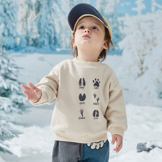 Winter New Girls' Sweatshirt Thickened Warm Cartoon Tops