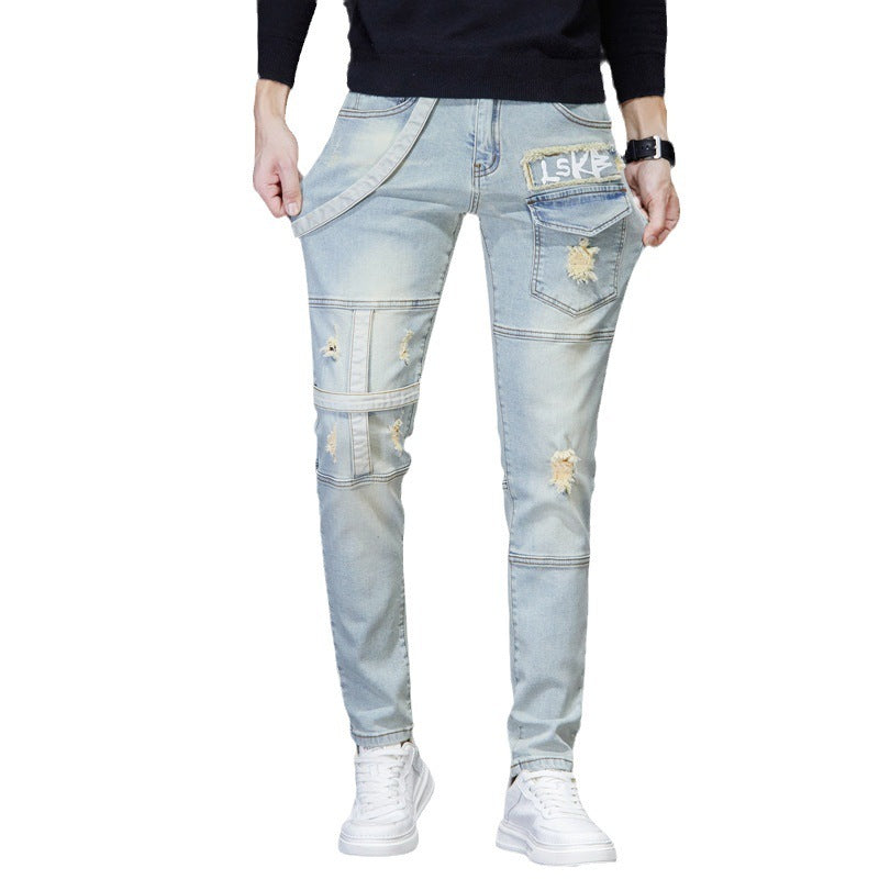 Men's Patchwork Contrast Color Casual Cloth Patch Jeans