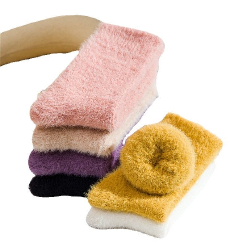 Mid-calf Warm Mink Fur Women's Socks