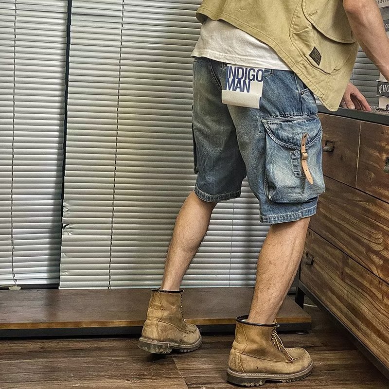 Men's Summer Thin Loose American Washed Denim Shorts