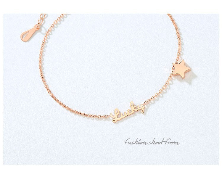 Rose Gold Color Anklet Lucky Star Chain for Woman Jewelry