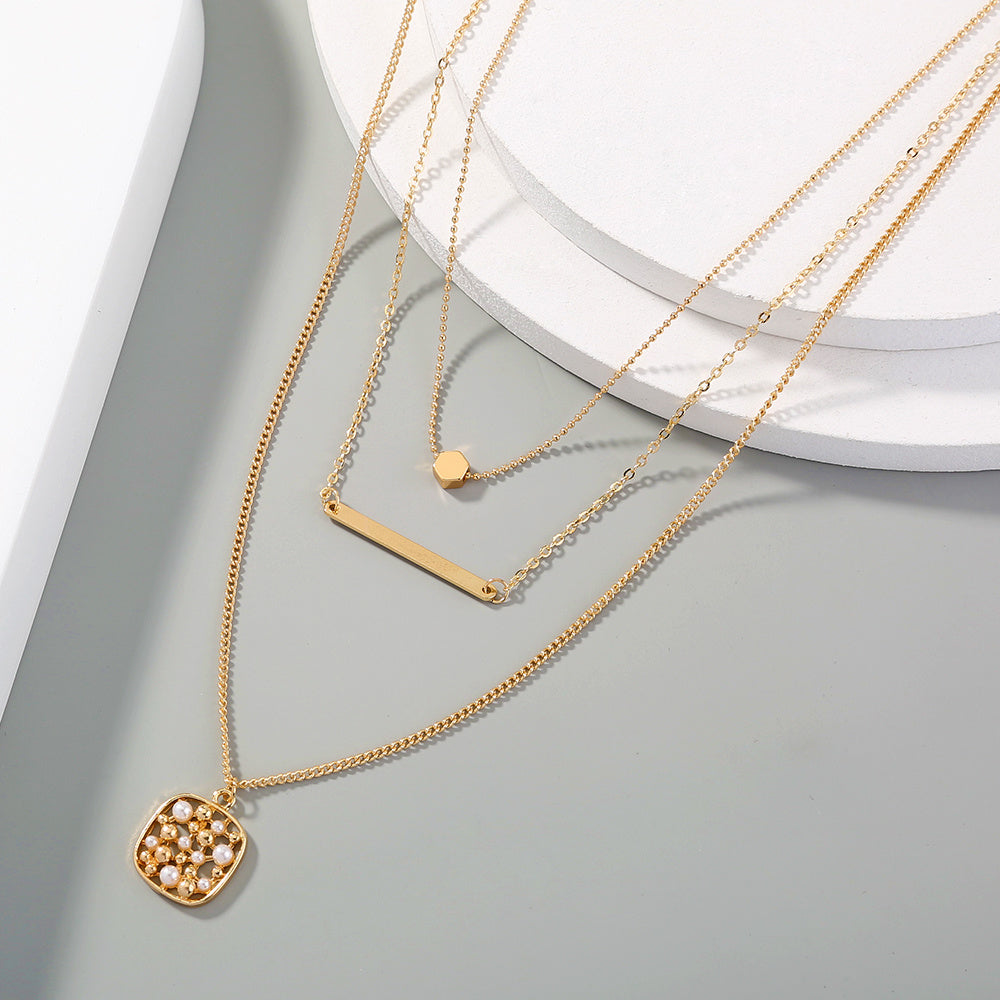 Fashion multi-layer gold necklace