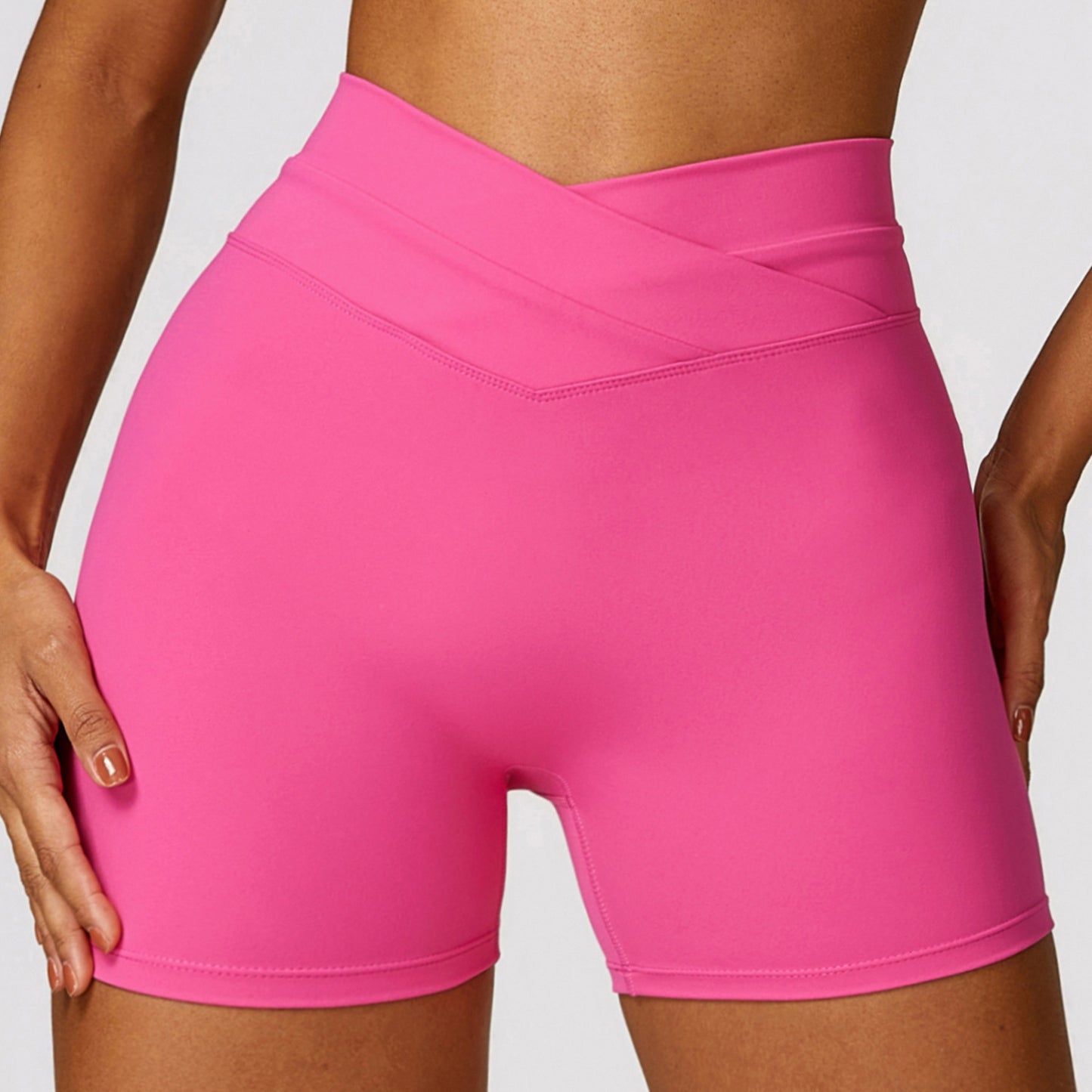 Skinny Hip Raise Yoga Shorts Brushed Cross High-waisted