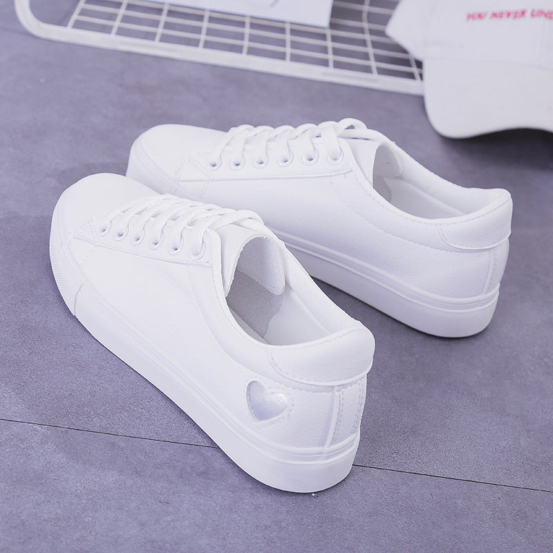 Breathable Cute Heart Flats Casual Shoes White Sneakers