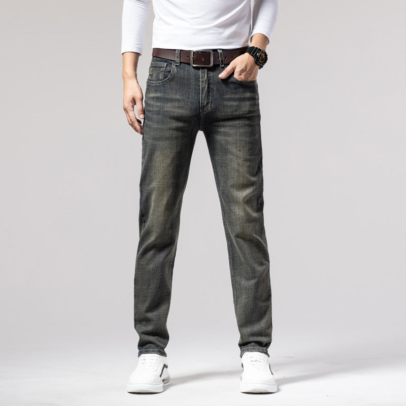 Men's Straight Stretch Slim Retro Men's Long Jeans