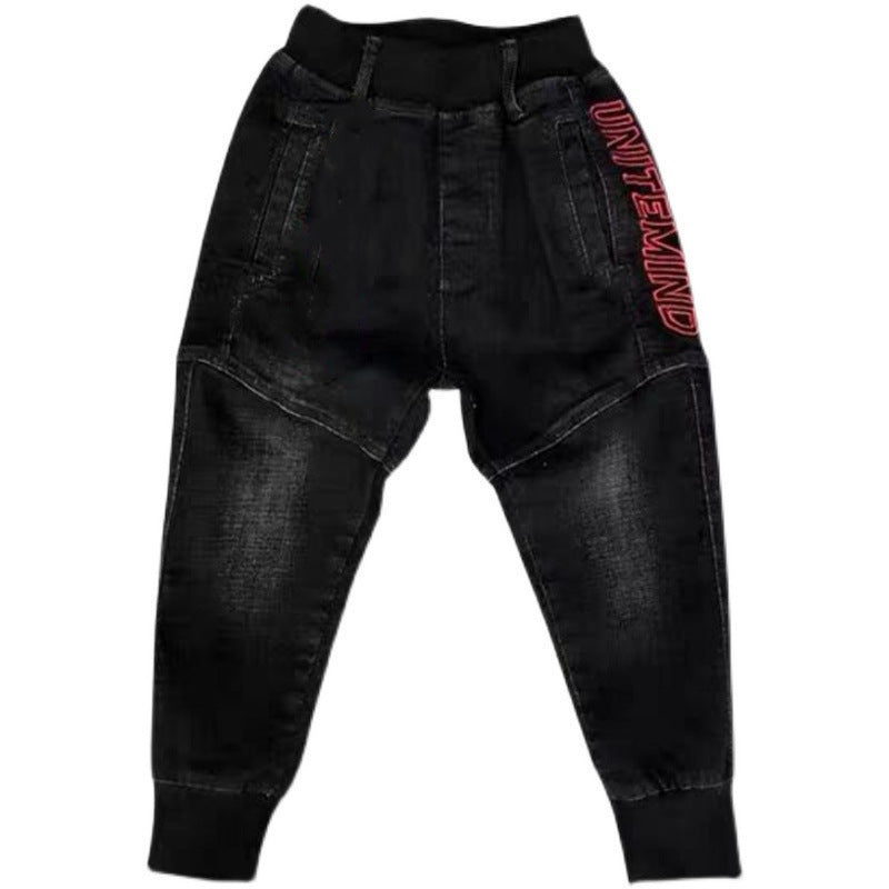 Kids Black Jeans Single Pants Spring And Autumn Pants