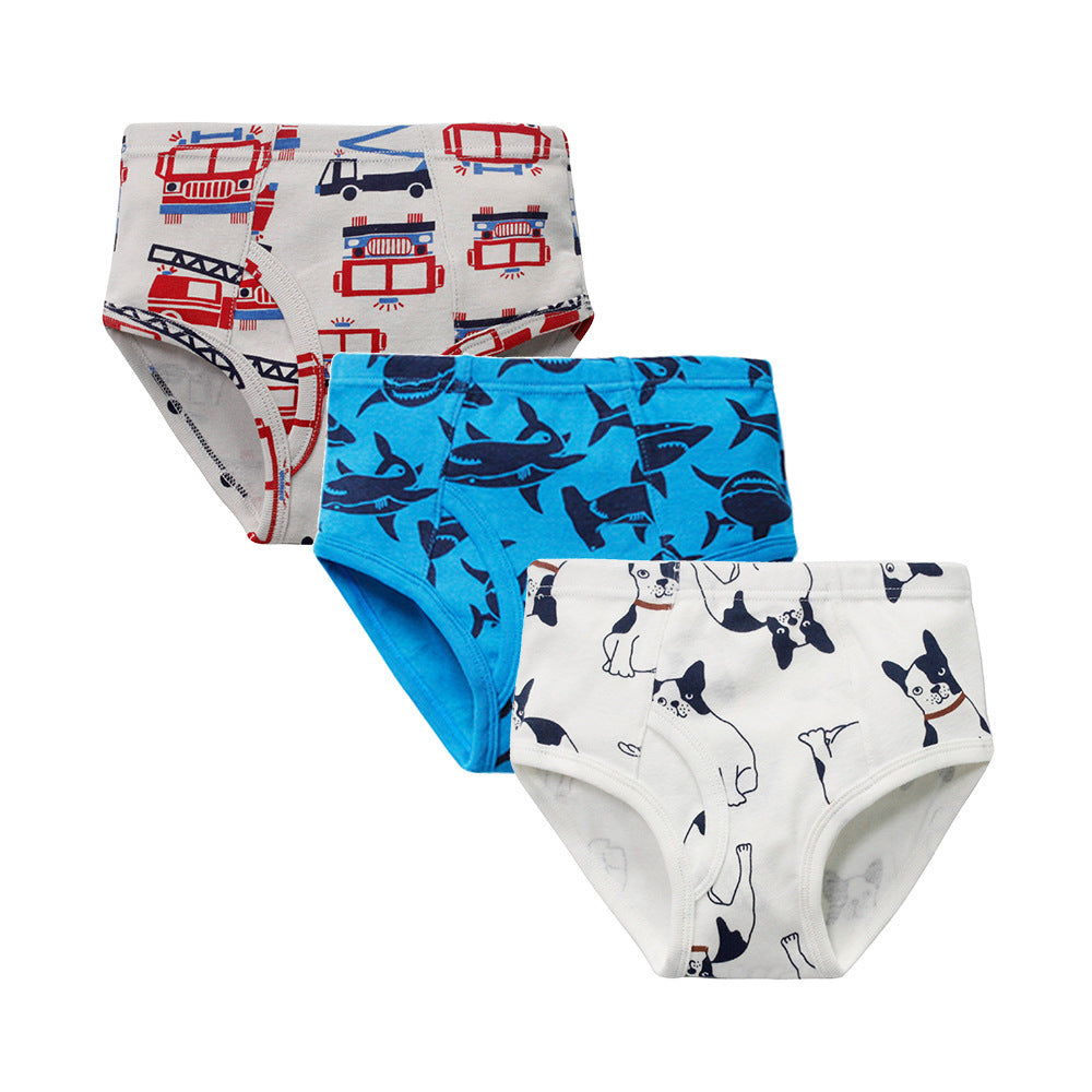 Boys' Underwear Threaded Cotton Dinosaur Cartoon Shorts For Small And Medium-sized Children's Briefs