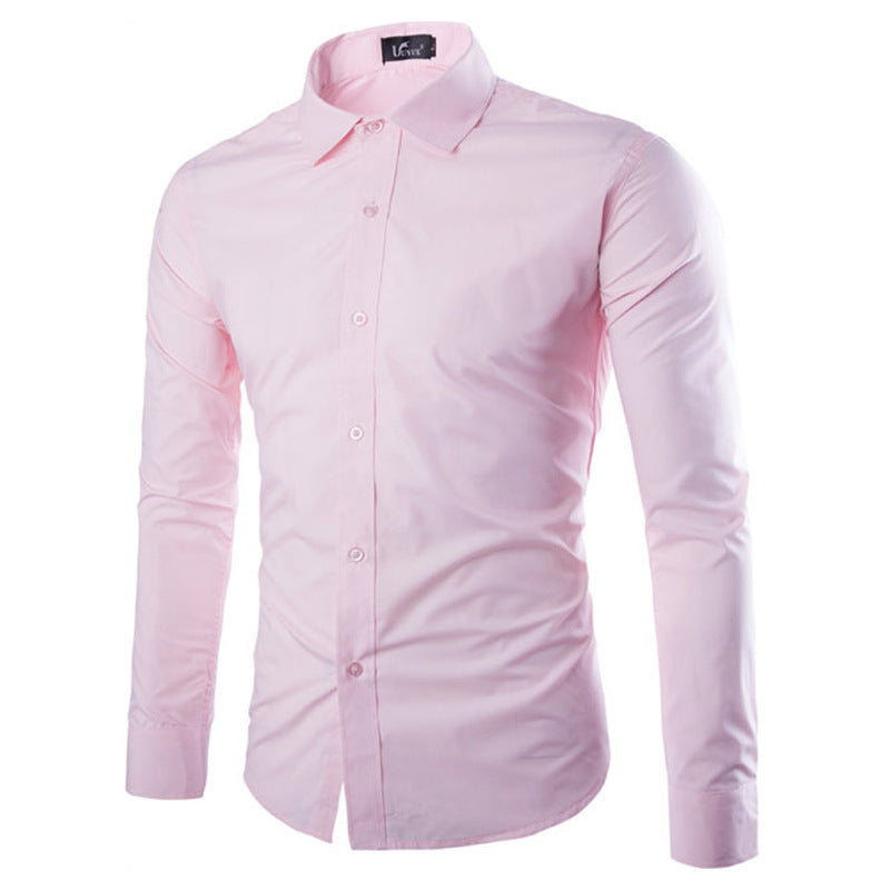 Candy Color Slim Fit Solid Color Casual Long Sleeves Shirt