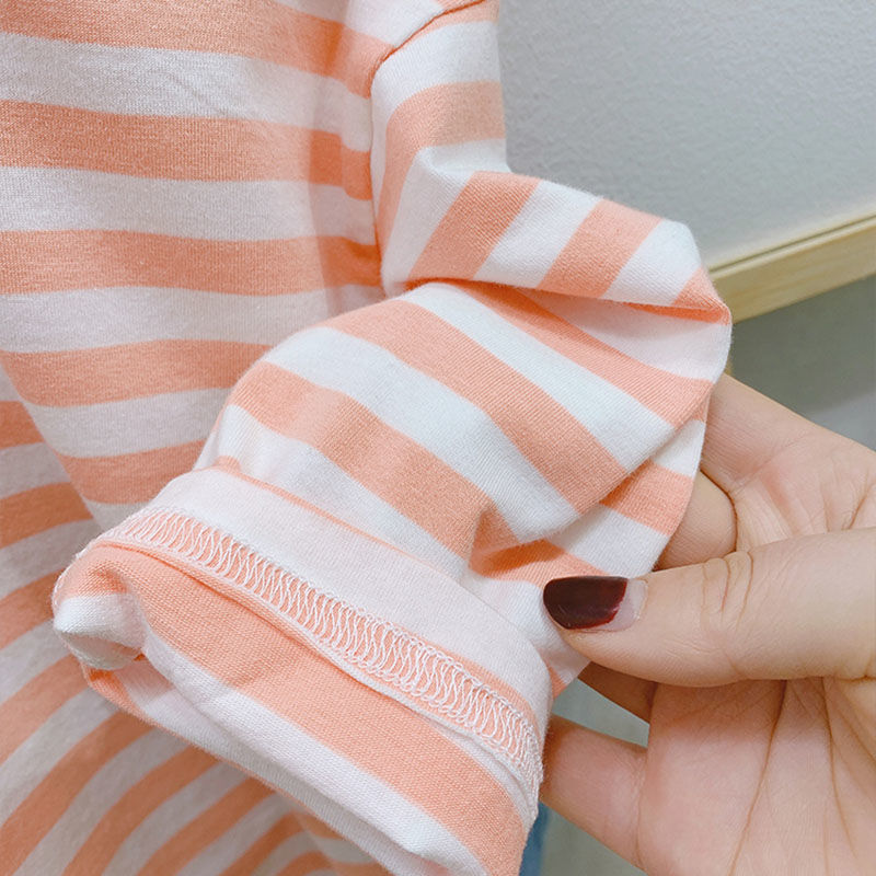 Temperament Striped Bottoming Shirt Tops For Girls