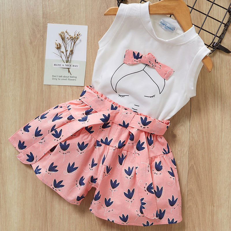 Kids Girls Clothes New Short Sleeve T-Shirt Pants Dress