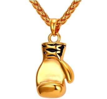 New Fashion Boxing Glove Necklace Trendy Gold Plated Stainless Steel Boys Jewelry