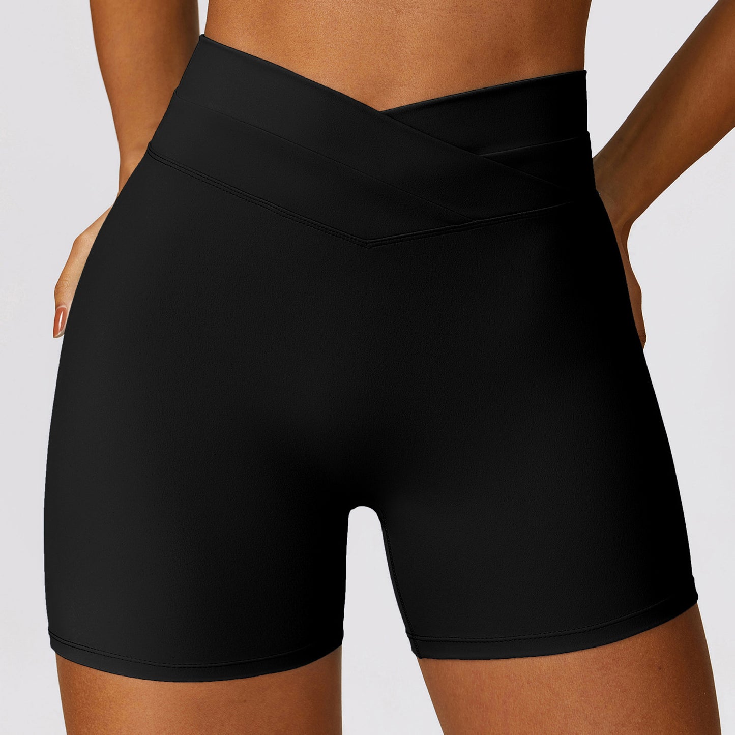 Skinny Hip Raise Yoga Shorts Brushed Cross High-waisted