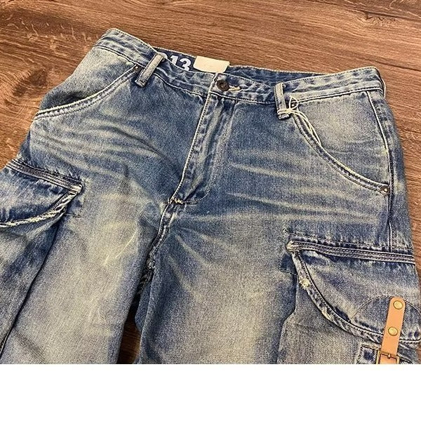 Men's Summer Thin Loose American Washed Denim Shorts