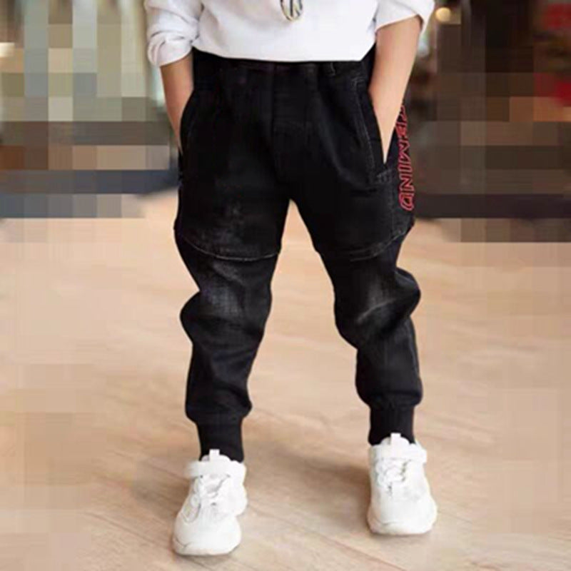 Kids Black Jeans Single Pants Spring And Autumn Pants